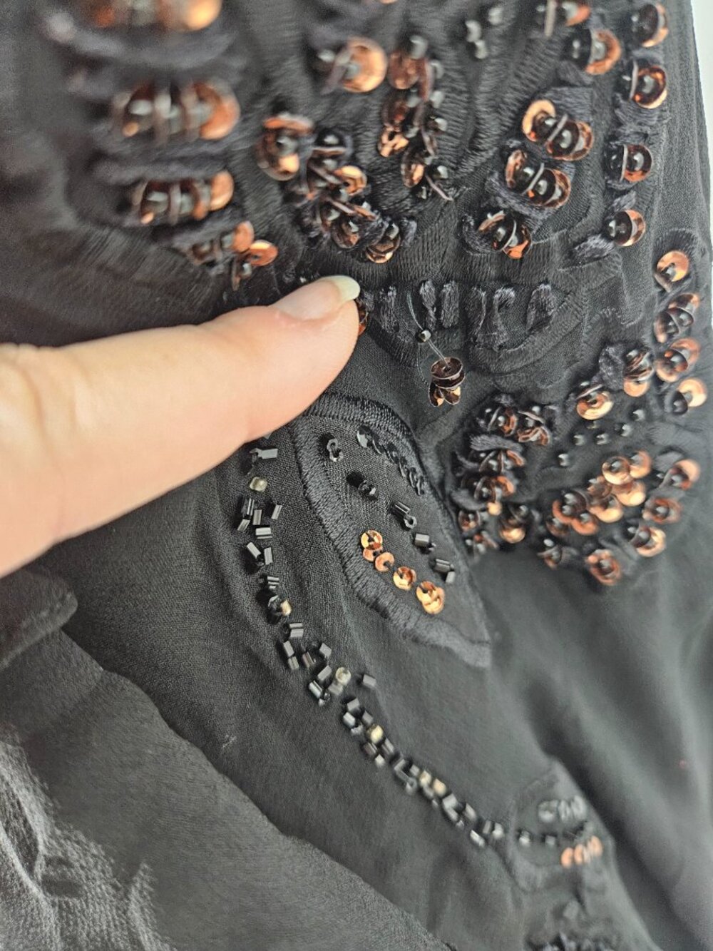 Sue Wong Nocturne Silk Beaded Cocktail Maxi Dress Black Women's Size 8 Evening - Picture 16 of 16
